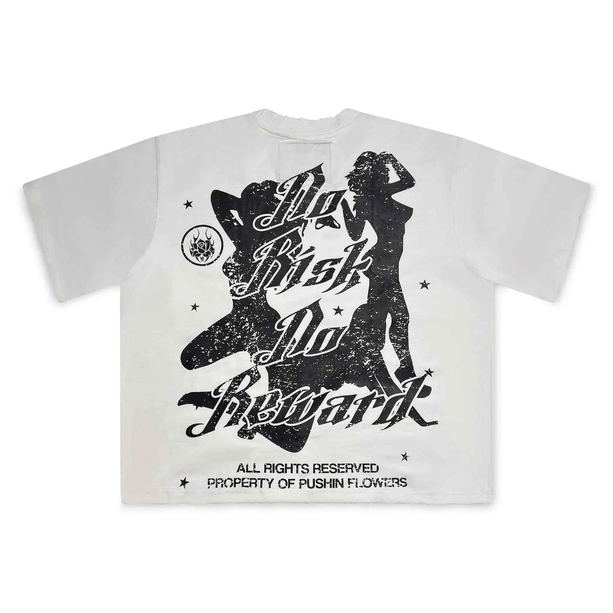 Pushin Flowers Los Angeles graphic tee – PF City Series streetwear, front flat-lay