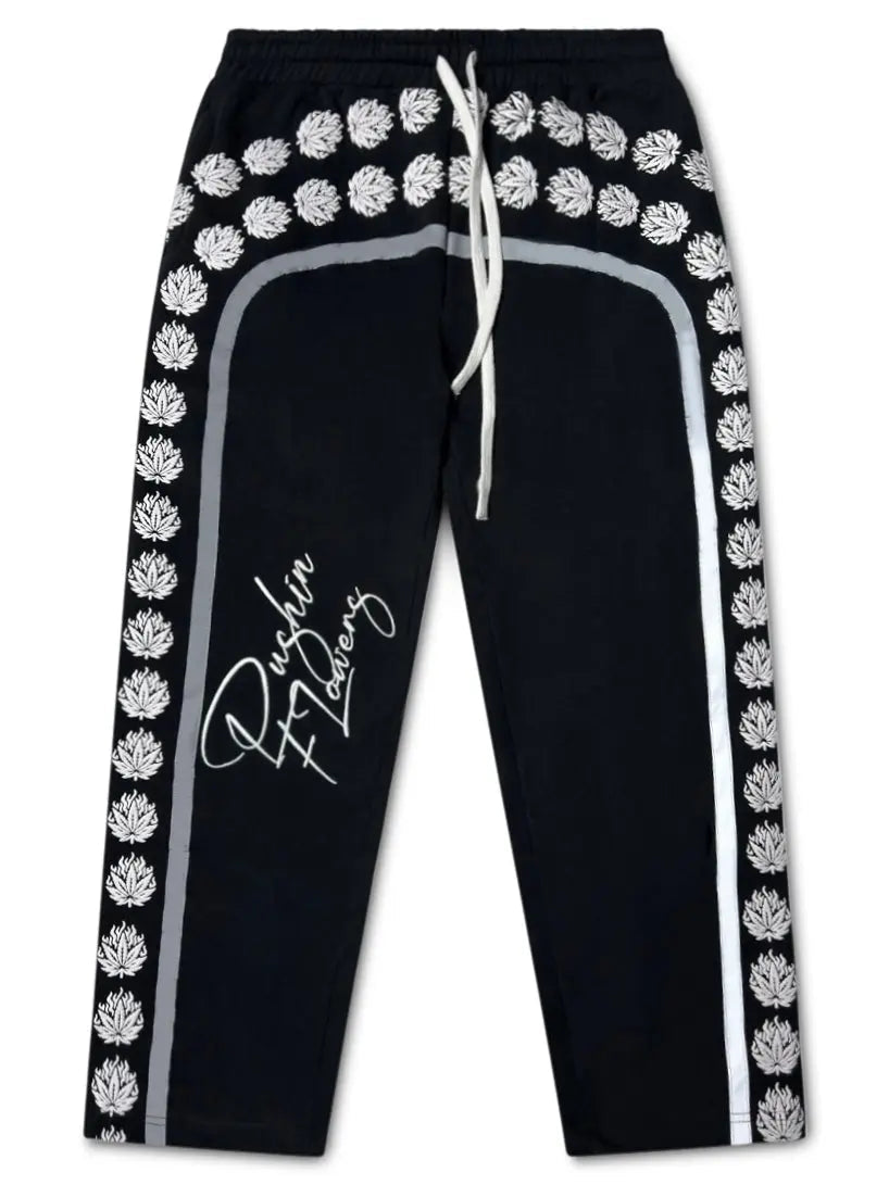 Pushin Flowers leaf print baggy pants PF streetwear