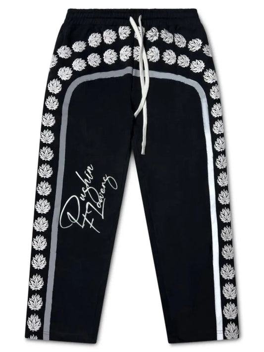 Pushin Flowers leaf print baggy pants PF streetwear