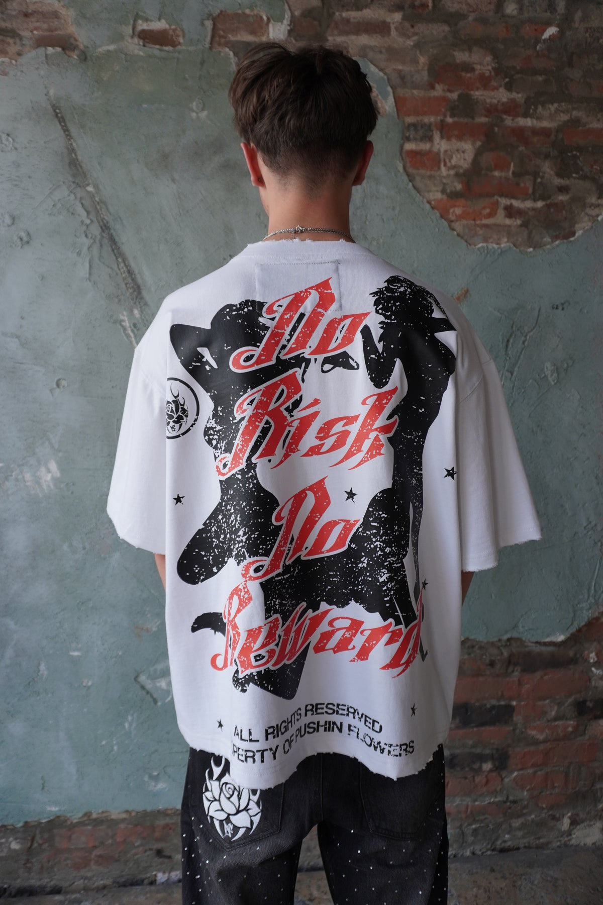Pushin Flowers Atlanta graphic tee – PF City Series streetwear, back graphic detail