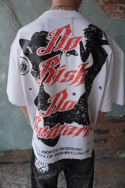 Pushin Flowers Atlanta graphic tee – PF City Series streetwear, close-up detail