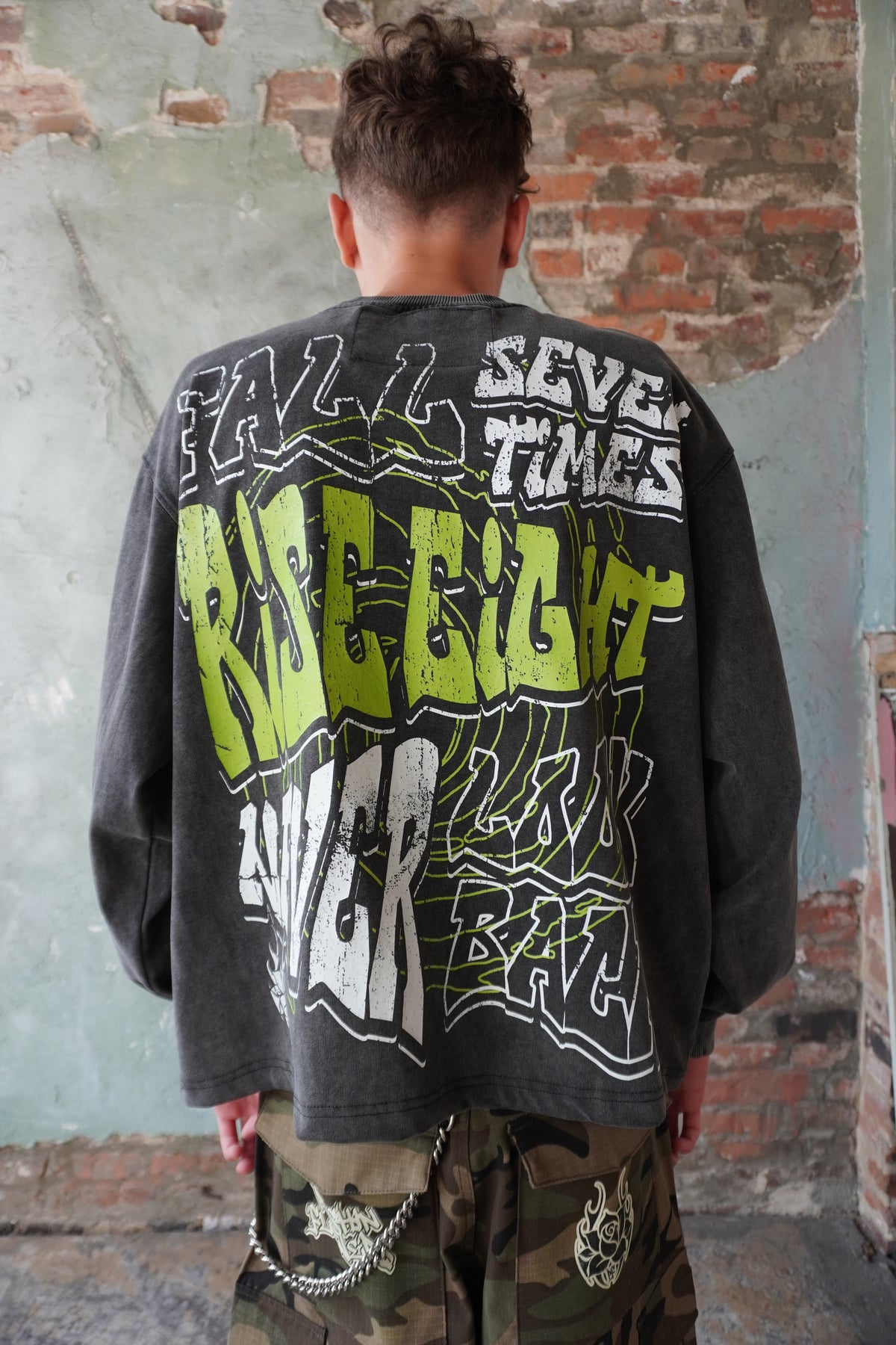 Pushin Flowers The Life graphic long sleeve shirt – PF streetwear, studio flat-lay