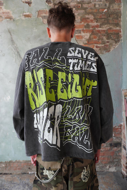 Pushin Flowers The Life graphic long sleeve shirt – PF streetwear, studio flat-lay