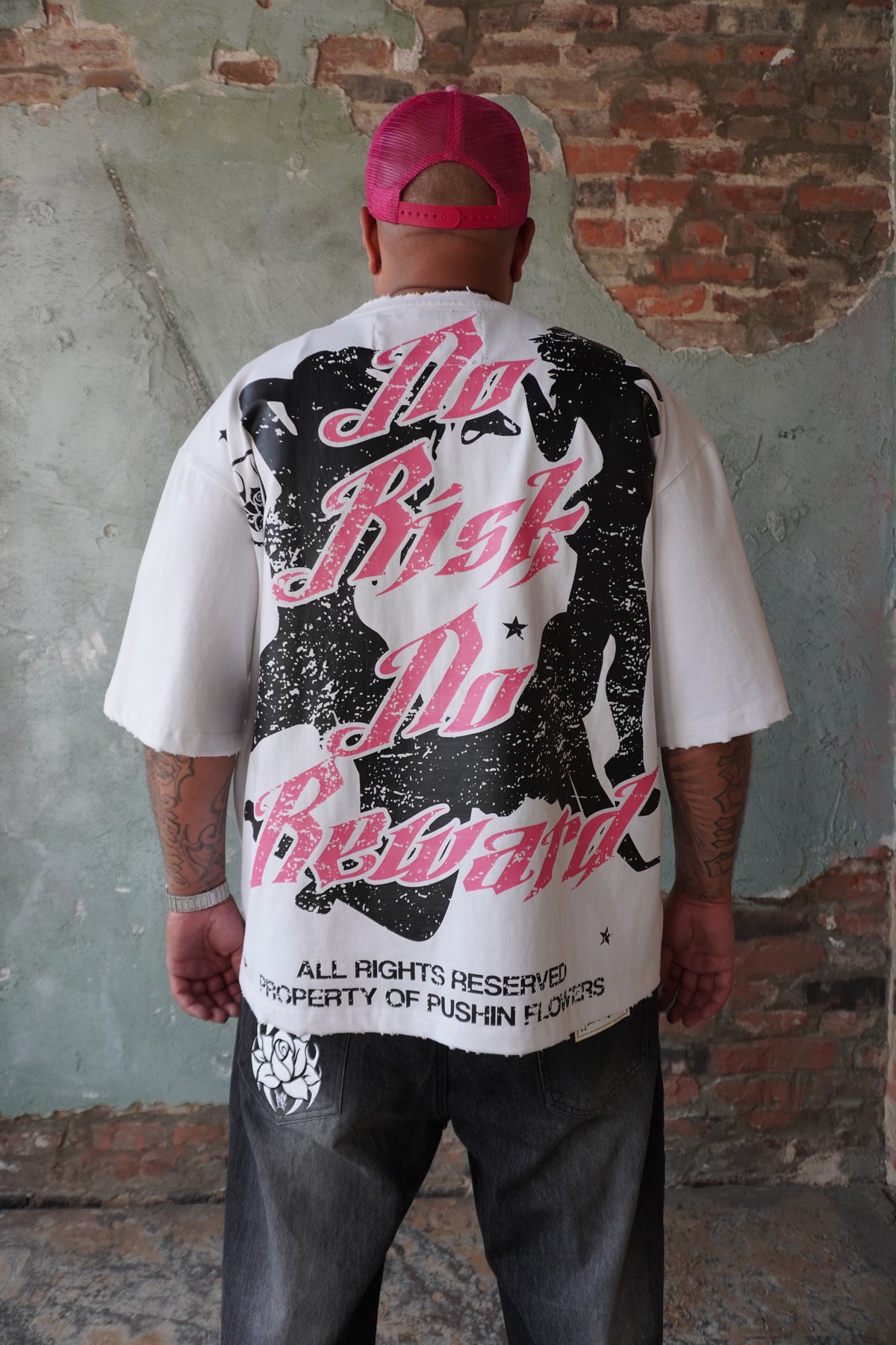 Pushin Flowers Houston graphic tee – PF City Series streetwear, back graphic detail