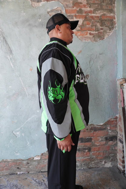 Pushin Flowers two-piece track suit – premium urban streetwear set, back graphic detail