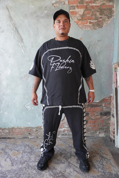 Pushin Flowers leaf print matching shirt and pants set – PF streetwear