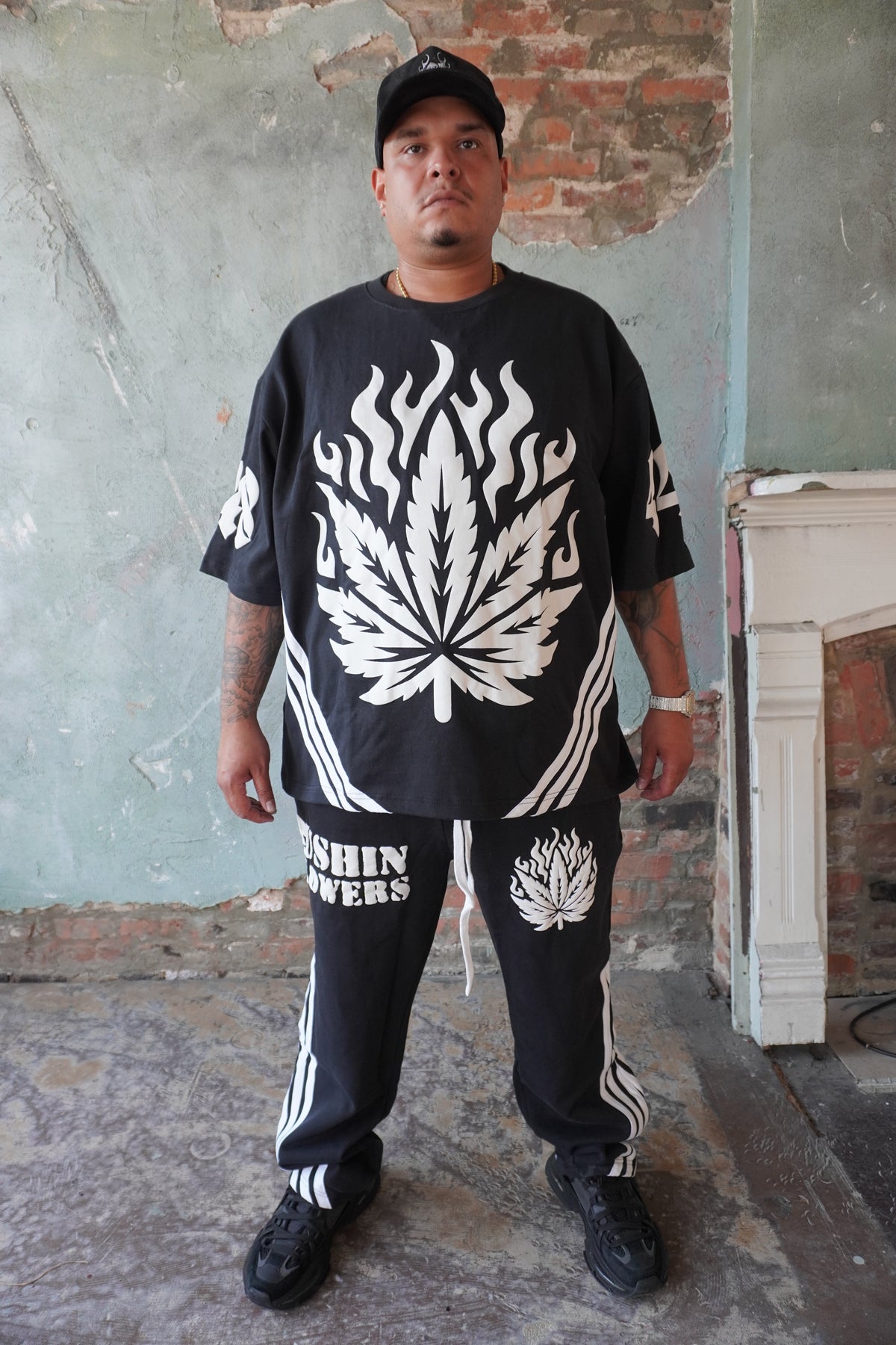 Pushin Flowers striped matching shirt and pants set – PF bold streetwear