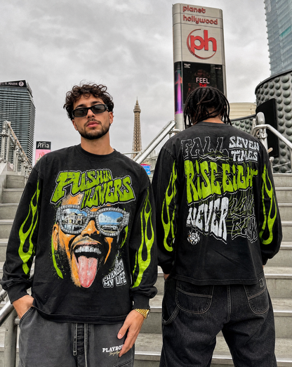 Pushin Flowers "The Life" graphic long sleeve shirt, product detail