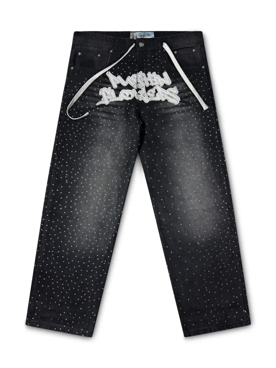 PF Rhinestone Patch Jeans Pushin Flowers