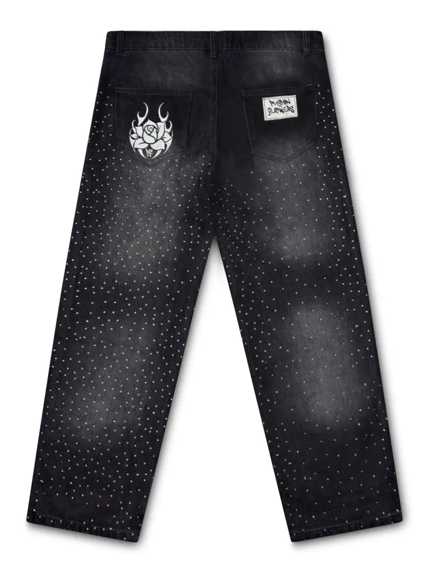 PF Rhinestone Patch Jeans Pushin Flowers