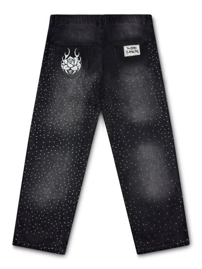 PF Rhinestone Patch Jeans Pushin Flowers
