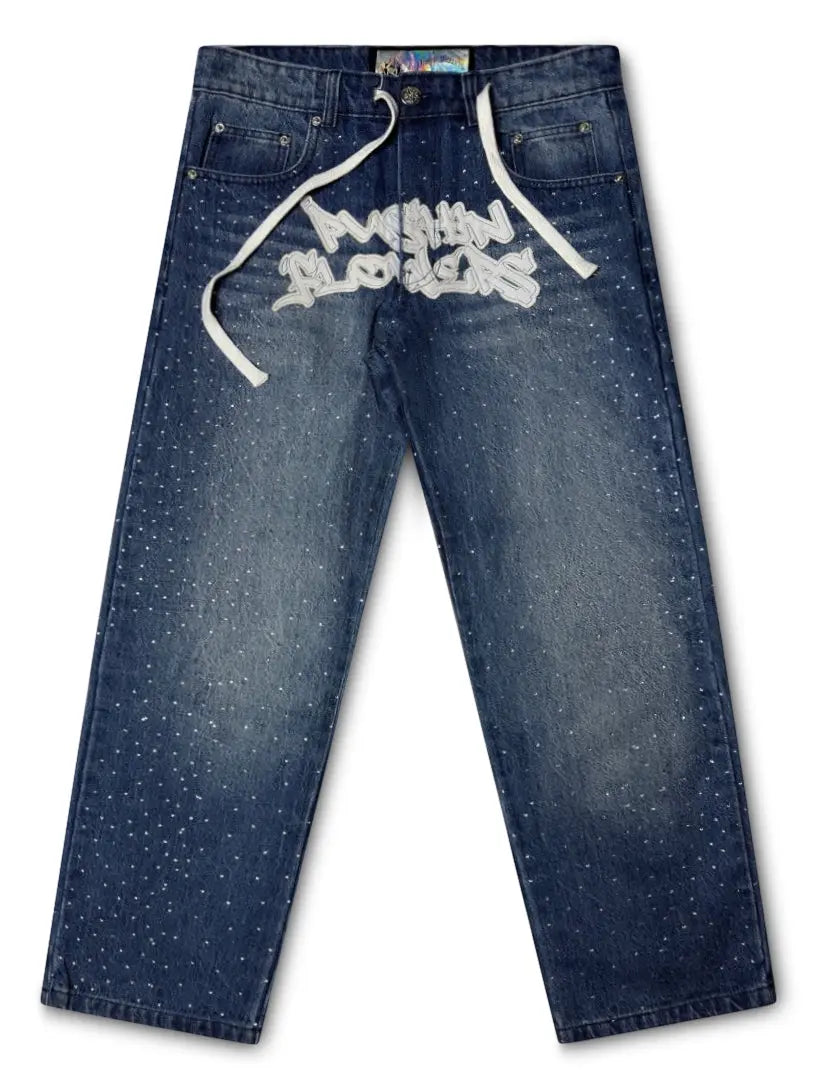 PF Rhinestone Patch Jeans Pushin Flowers