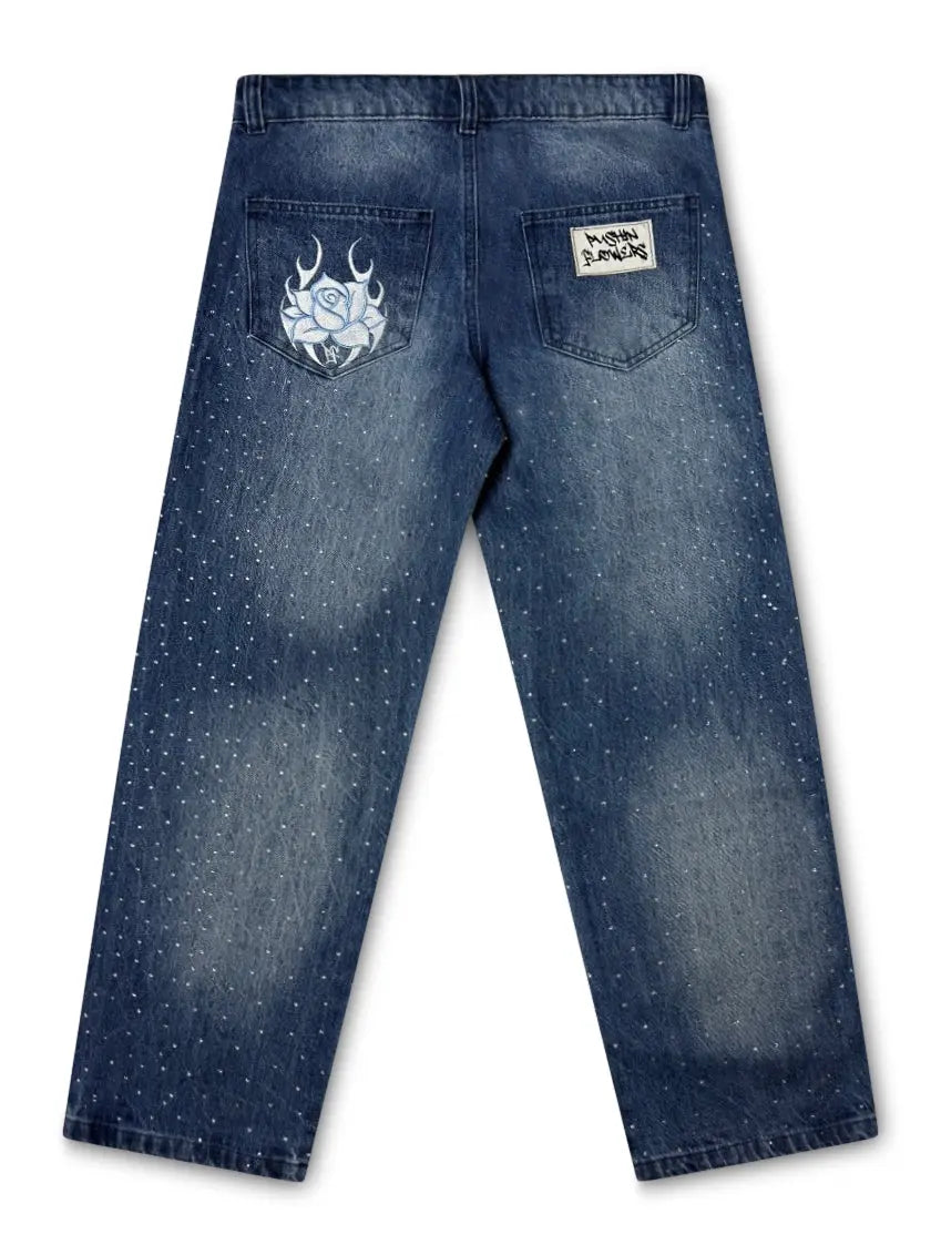 PF Rhinestone Patch Jeans Pushin Flowers