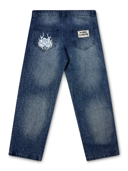 PF Rhinestone Patch Jeans Pushin Flowers
