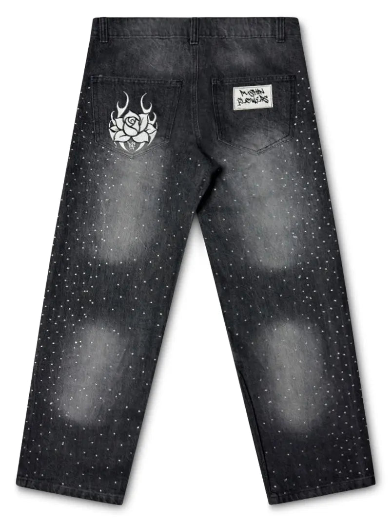 PF Rhinestone Patch Jeans Pushin Flowers