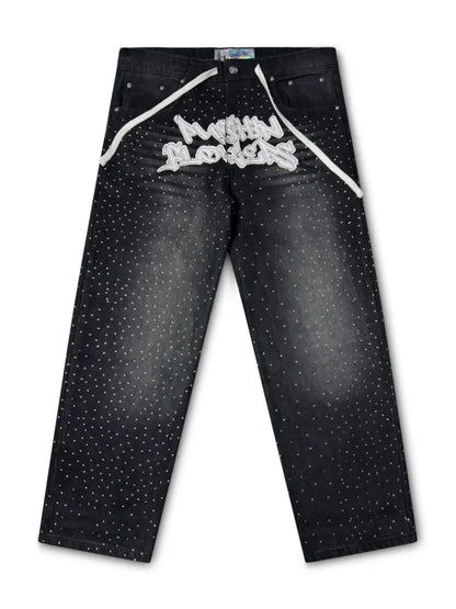 PF Rhinestone Patch Jeans Pushin Flowers