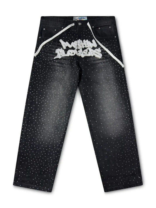 PF Rhinestone Patch Jeans Pushin Flowers